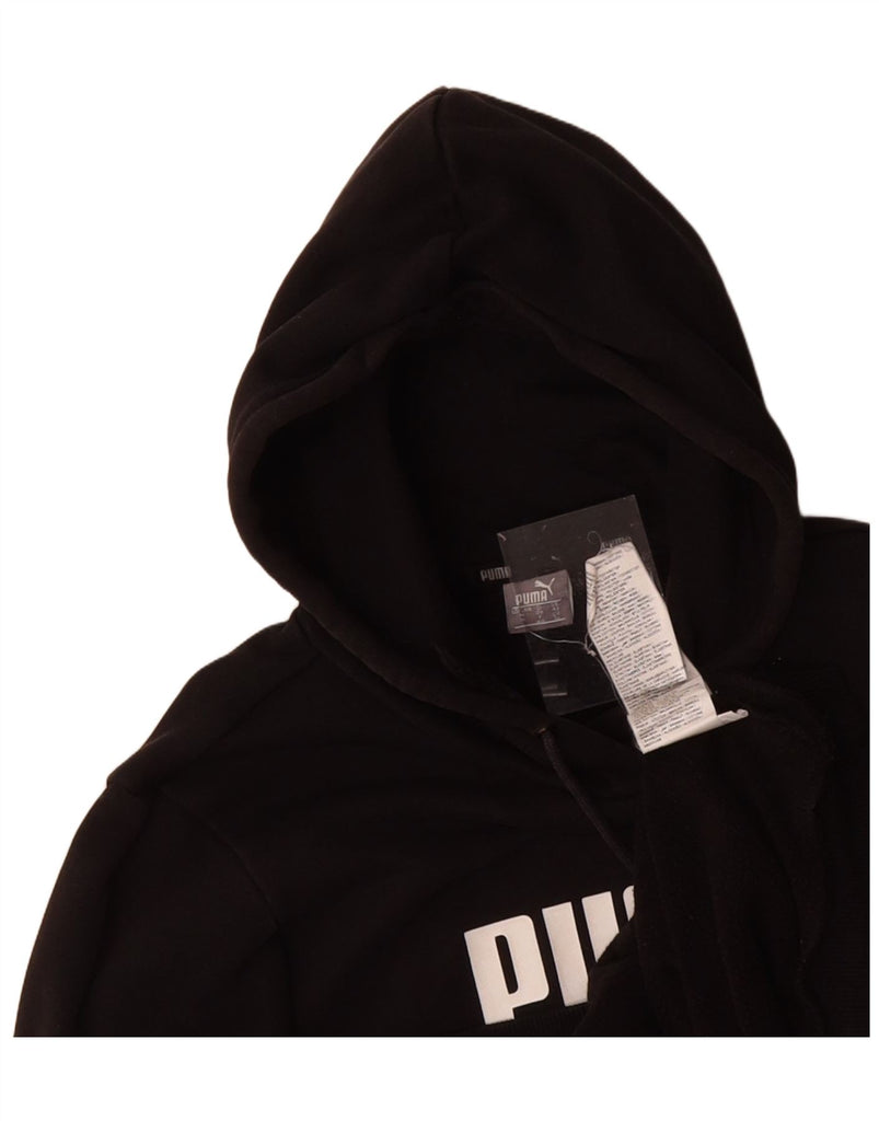 PUMA Womens Graphic Hoodie Jumper UK 12 Medium Black Cotton Vintage Puma and Second-Hand Puma from Messina Hembry 