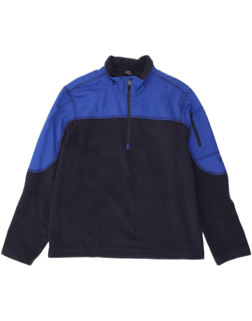 STARTER Mens Zip Neck Fleece Jumper UK 42/44 Large Navy Blue Colourblock Vintage Starter and Second-Hand Starter from Messina Hembry 