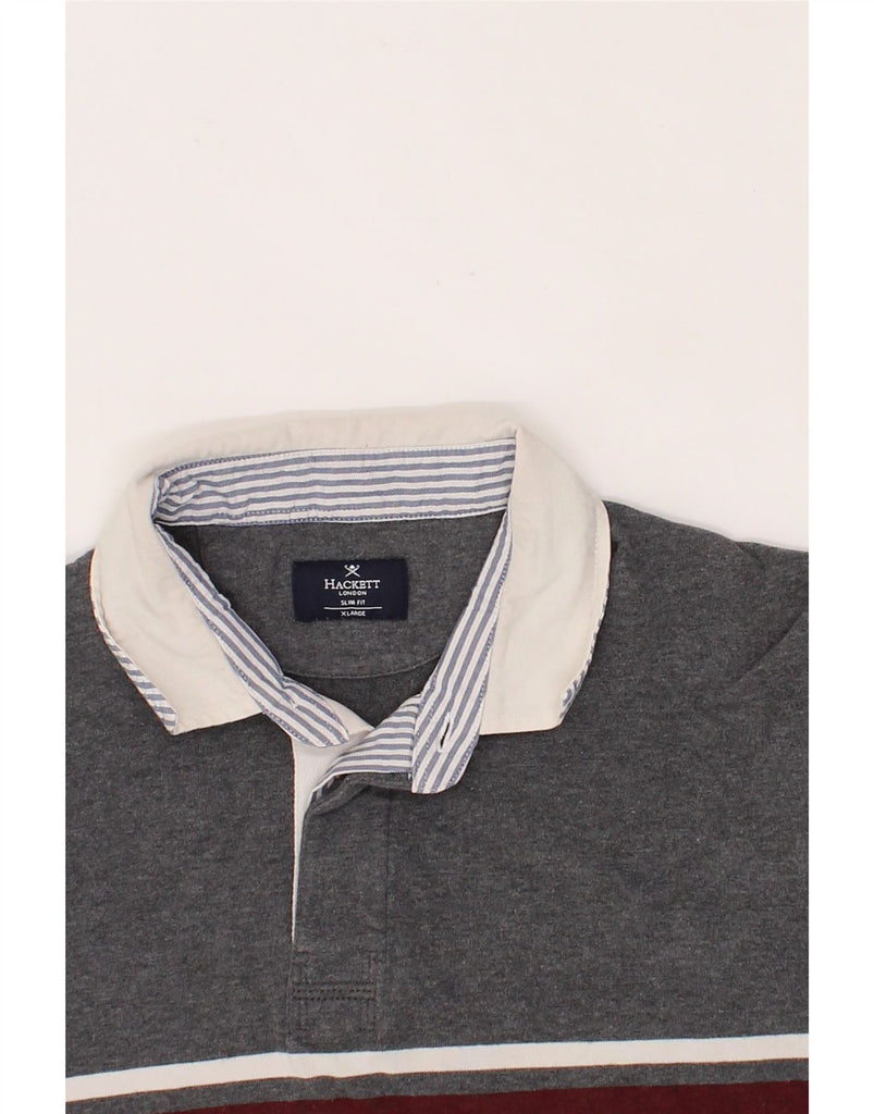 HACKETT Mens Slim Fit Long Sleeve Polo Shirt Small Grey Cotton Vintage Hackett and Second-Hand Hackett from Messina Hembry 