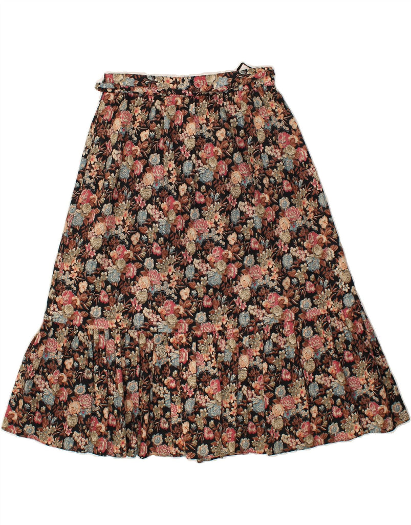 HIRSCH Womens A-Line Skirt W29 Medium  Brown Floral Cotton | Vintage Hirsch | Thrift | Second-Hand Hirsch | Used Clothing | Messina Hembry 