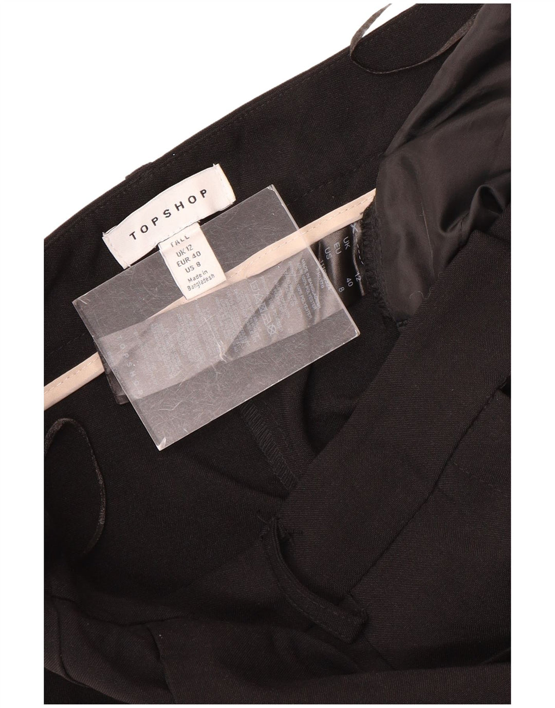 Topshop Womens Pegged Chino Trousers UK 12 Medium W30 L32 Black Polyester