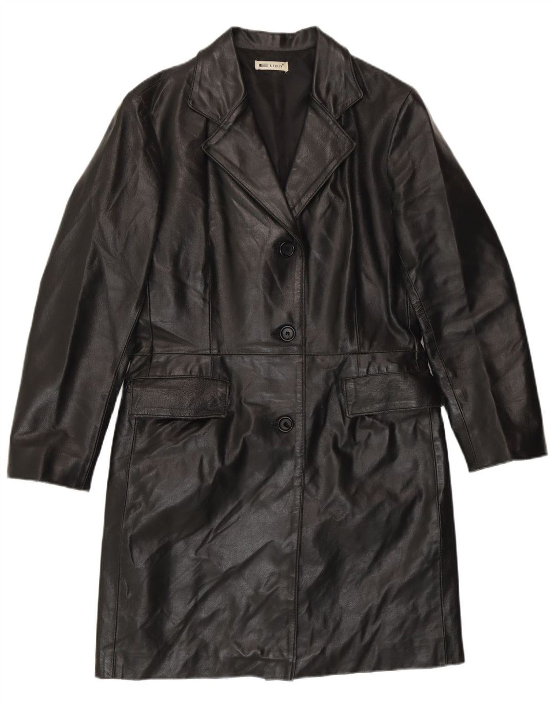 Vintage Womens Leather Coat IT 42 Medium Black Leather