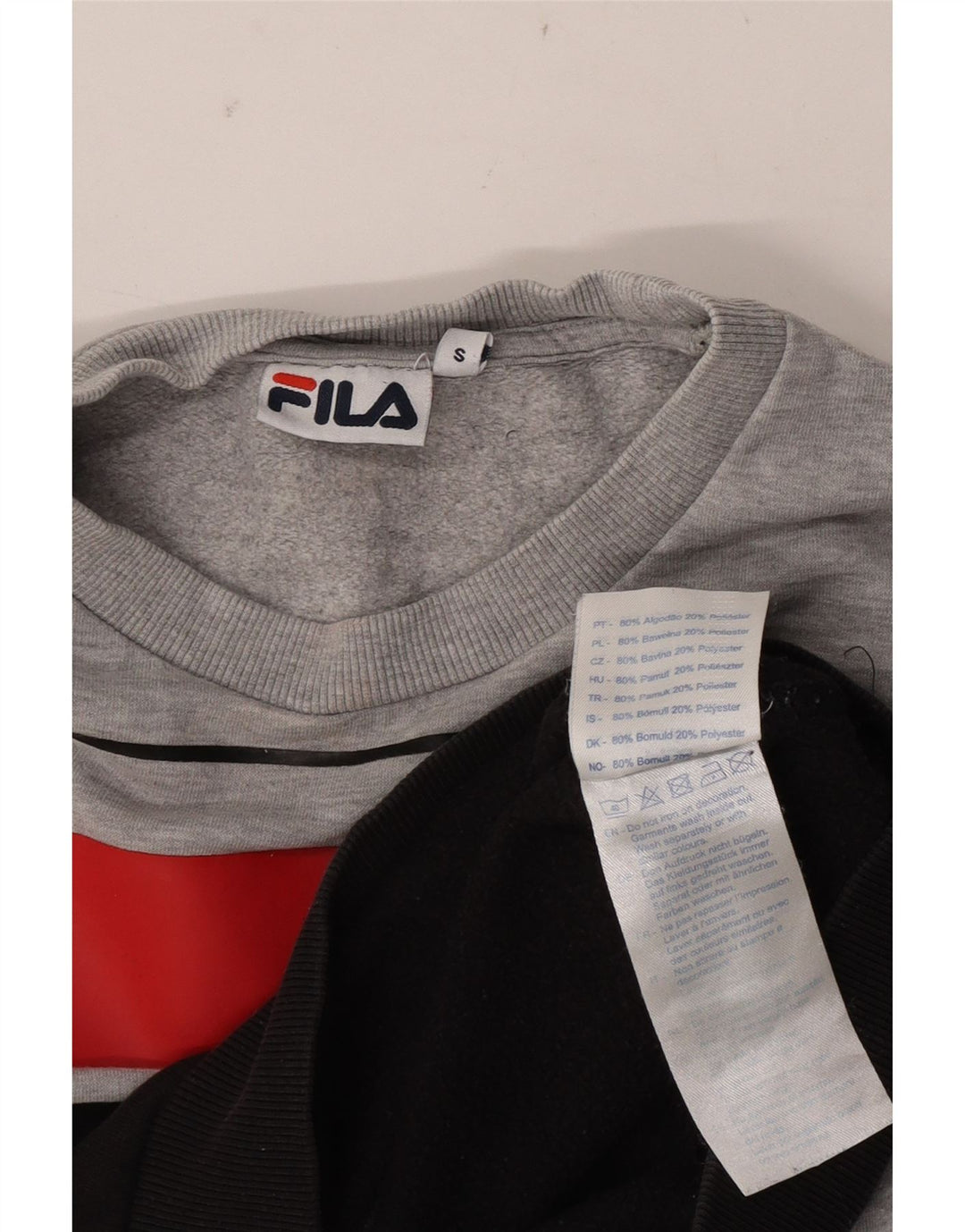 Fila Womens Graphic Sweatshirt Jumper UK 10 Small Grey Colourblock