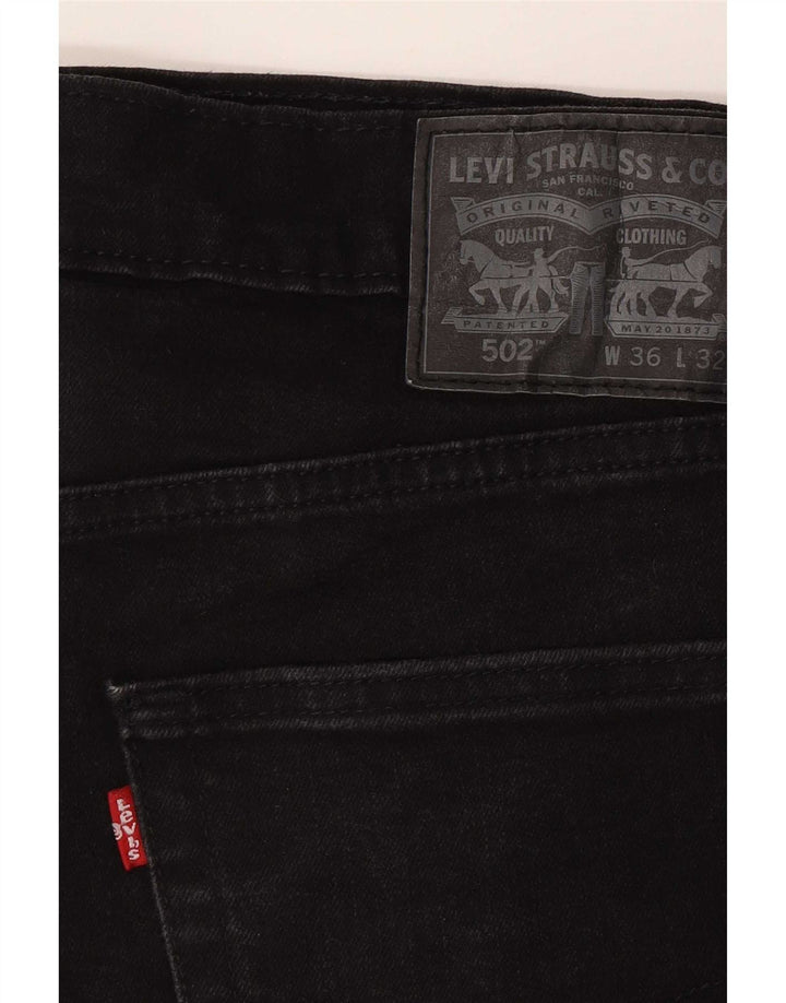 Levi's Mens 502 Tapered Jeans W36 L32 Black Cotton
