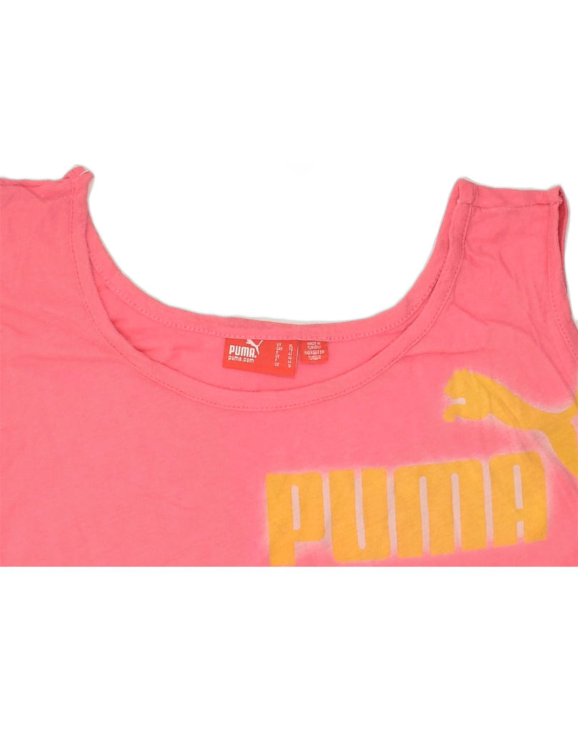 PUMA Womens Graphic Vest Top UK 16 Large Pink Cotton | Vintage Puma | Thrift | Second-Hand Puma | Used Clothing | Messina Hembry 