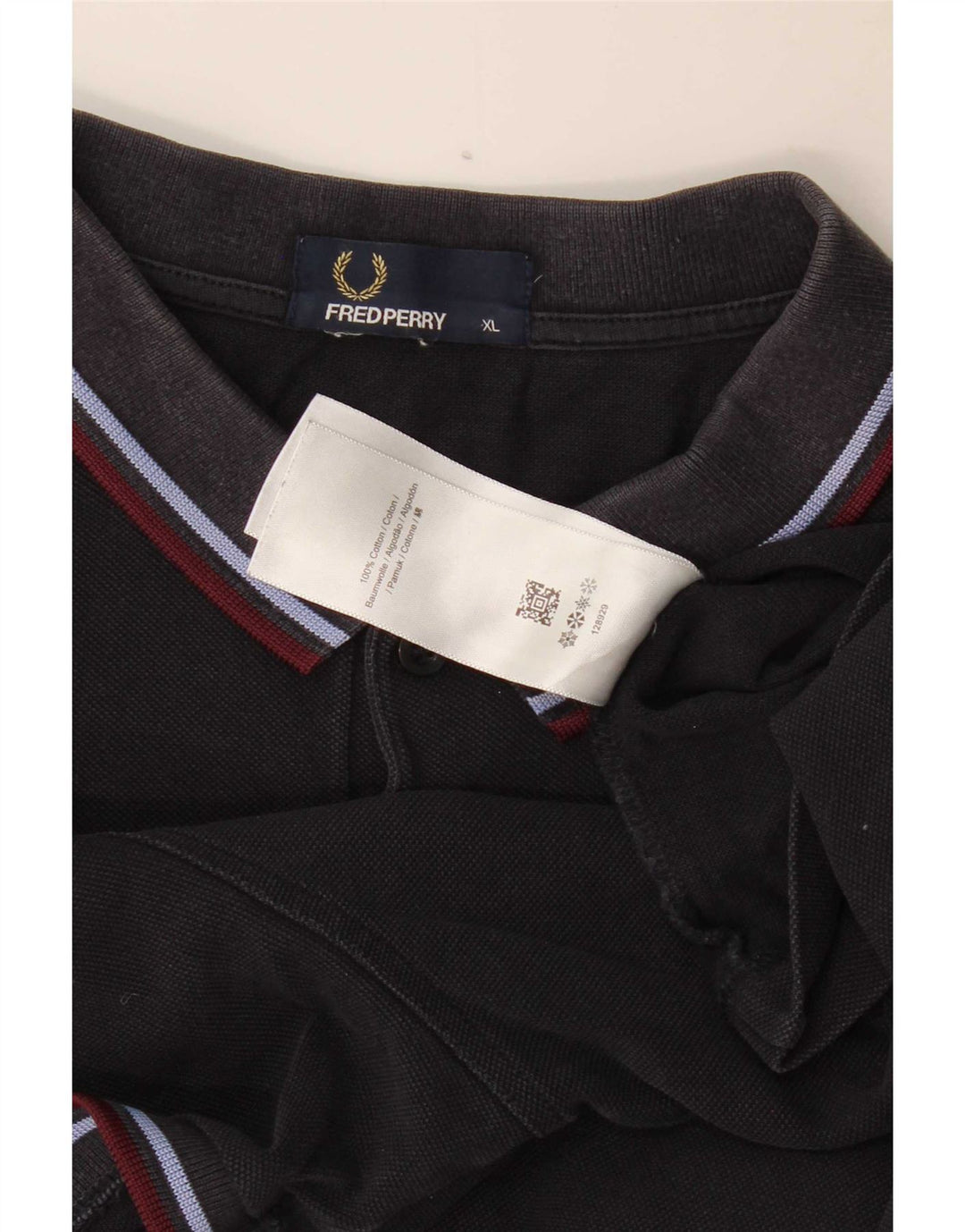 Fred Perry Mens Polo Shirt XL Navy Blue Striped