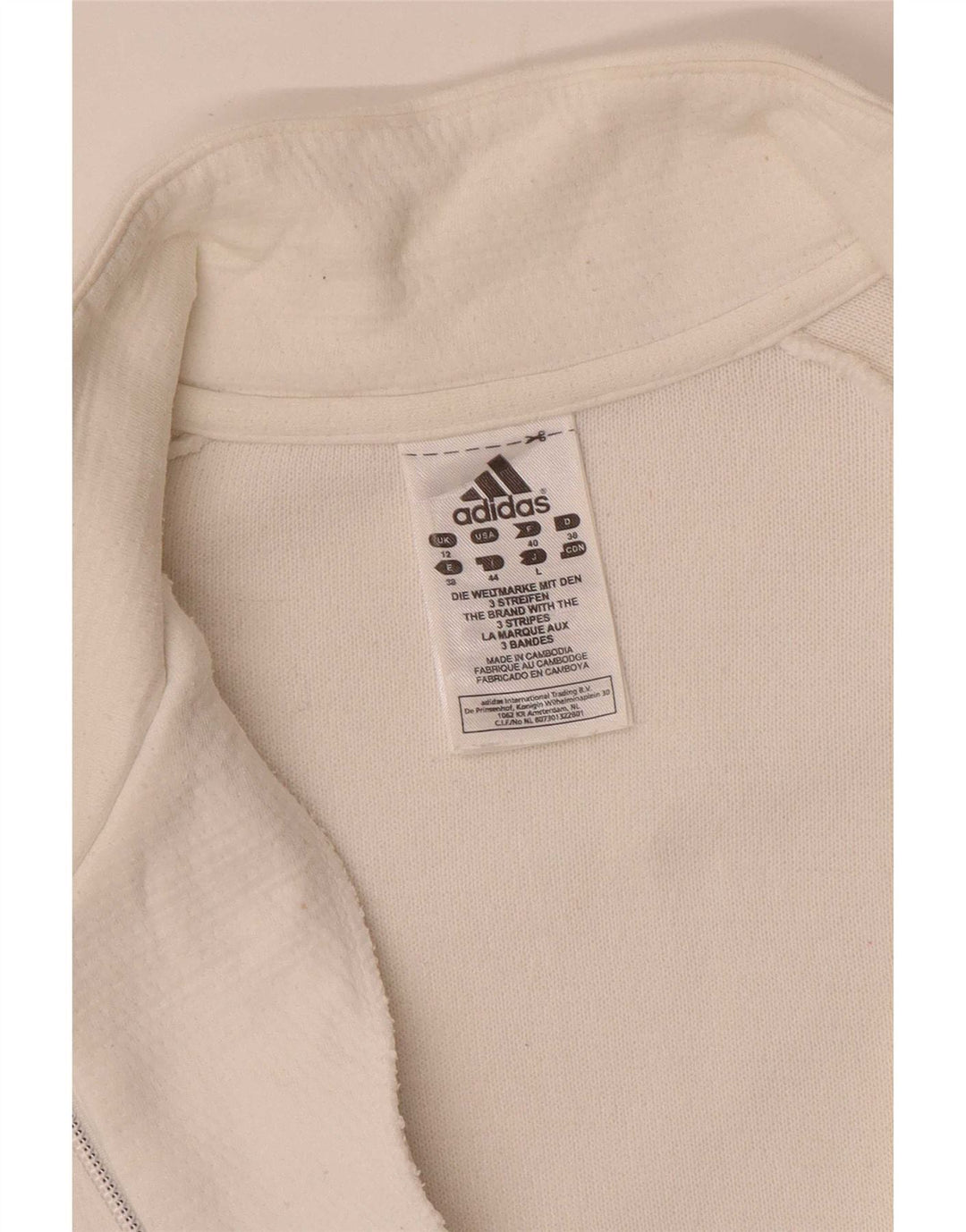 Adidas Womens Regular Fit Tracksuit Top Jacket UK 12 Medium White Striped