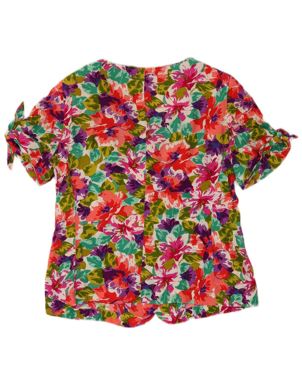 Superior Womens Short Sleeve Shirt Blouse IT 46 Large Multicoloured Floral