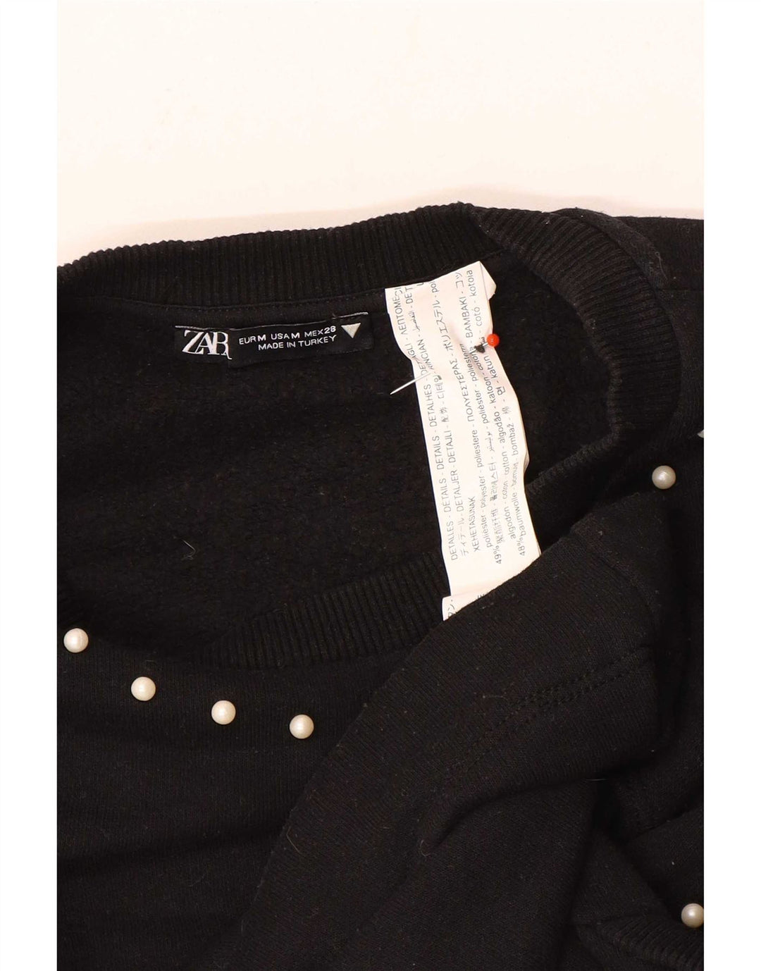 Zara Womens Sweatshirt Jumper UK 12 Medium Black Polyester