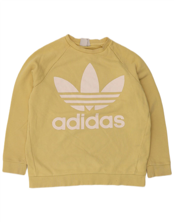 Adidas Mens Graphic Oversized Sweatshirt Jumper UK 12 Medium Yellow Cotton