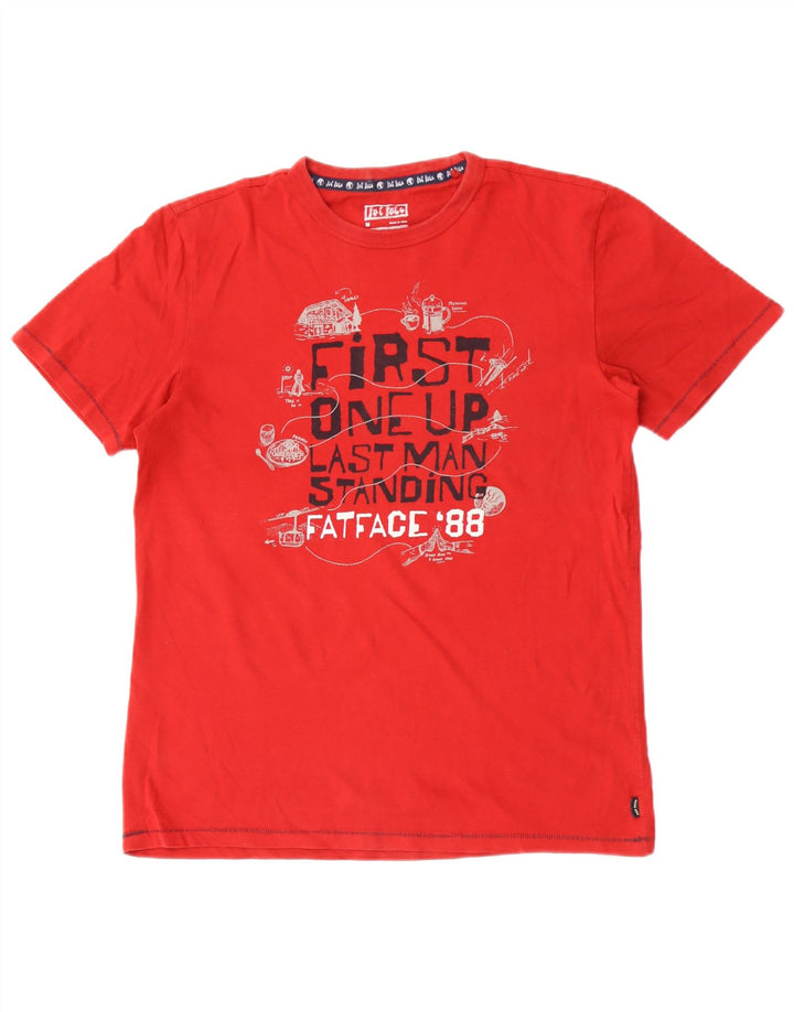 Fat Face Mens Graphic T-Shirt Top Medium Red Cotton