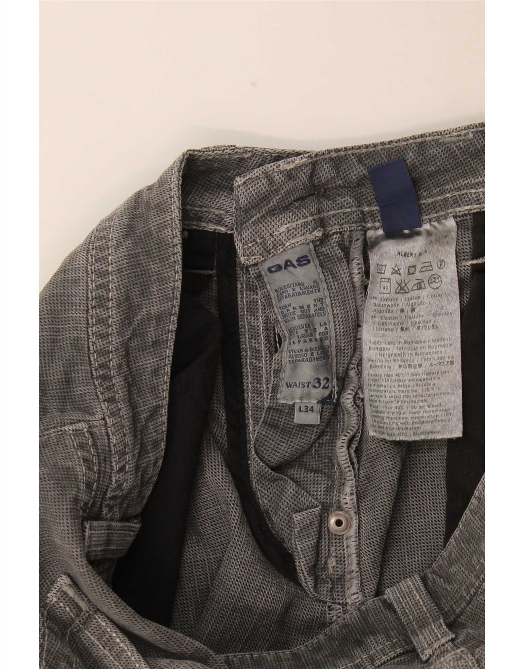 Gas Mens Albert Slim Jeans W32 L34 Grey Cotton