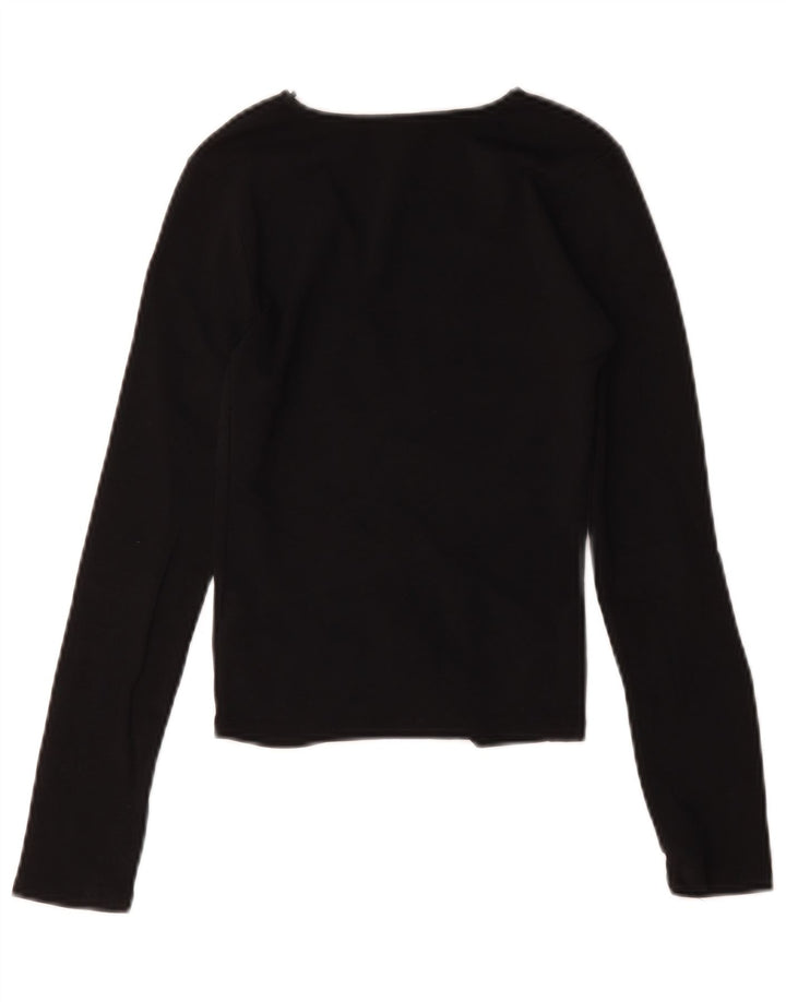 Zara Womens Crop V-Neck Jumper Sweater UK 8 Small Black
