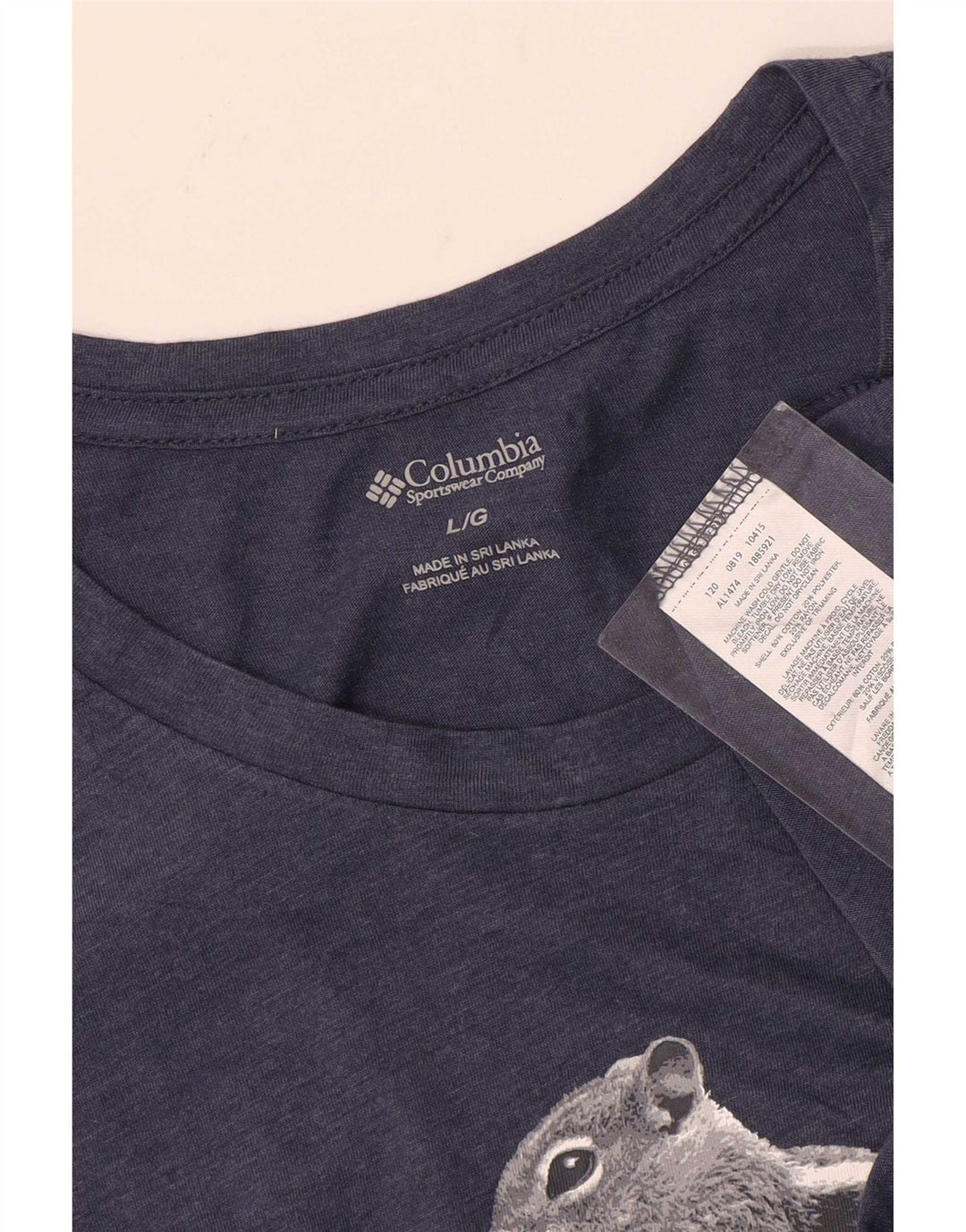 Columbia Womens Graphic T-Shirt Top UK 16 Large Navy Blue Polyester