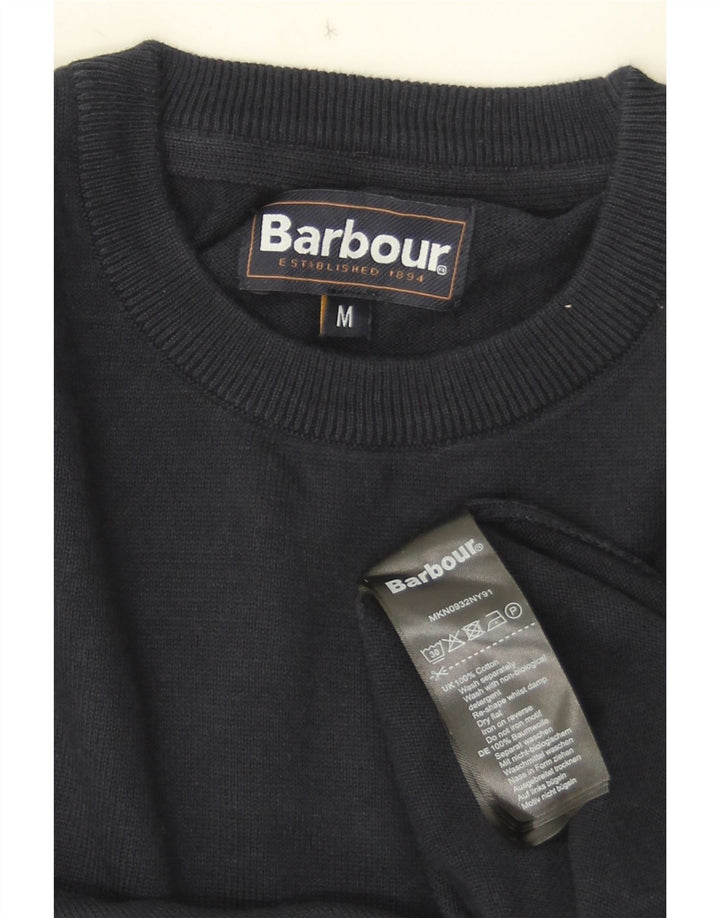 Barbour Mens Crew Neck Jumper Sweater Medium Navy Blue Cotton