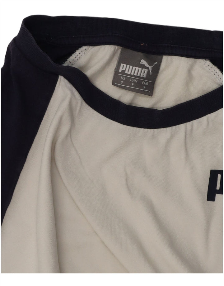 Puma Mens T-Shirt Top Small White Colourblock Cotton
