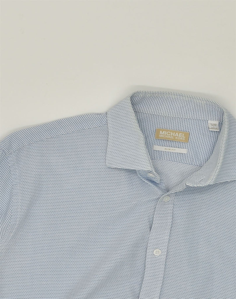 MICHAEL KORS Mens Slim Fit Shirt Size 16 1/2 Large Blue Cotton | Vintage Michael Kors | Thrift | Second-Hand Michael Kors | Used Clothing | Messina Hembry 