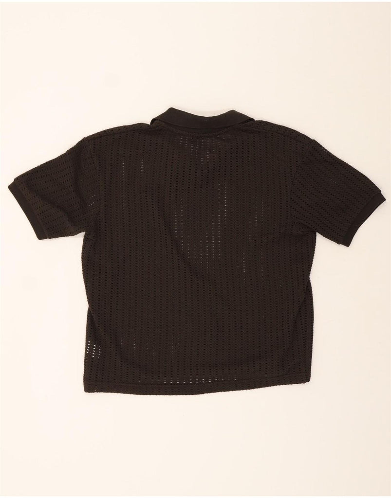 ZARA Mens Short Sleeve Polo Neck Jumper Sweater Small Brown Polyester Vintage Zara and Second-Hand Zara from Messina Hembry 