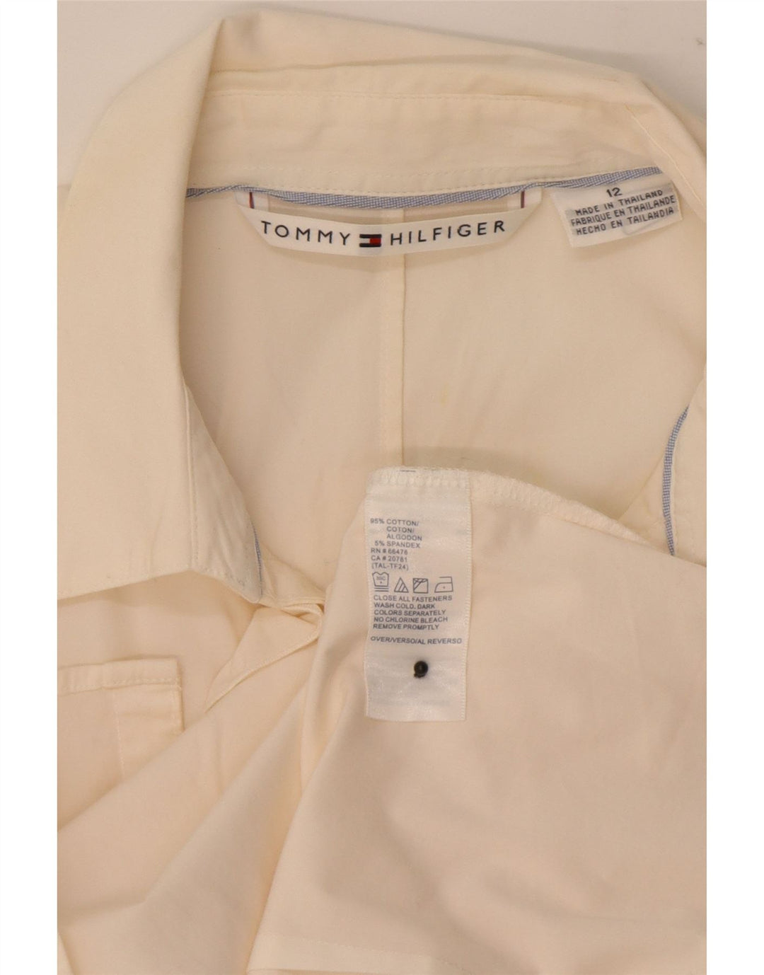 Tommy Hilfiger Womens Ruffle Front Shirt US 12 Large White Cotton