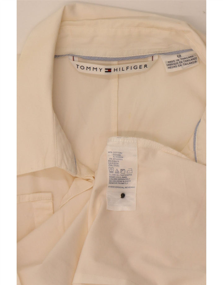 Tommy Hilfiger Womens Ruffle Front Shirt US 12 Large White Cotton