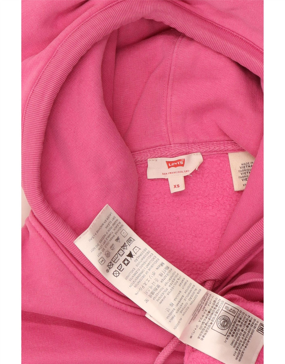 LEVI'S Womens Oversized Hoodie Jumper UK 6 XS Pink Cotton