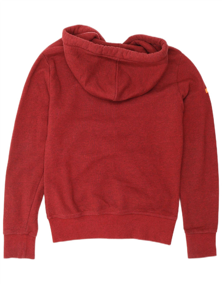 SUPERDRY Mens Zip Hoodie Sweater Small Red Flecked Cotton
