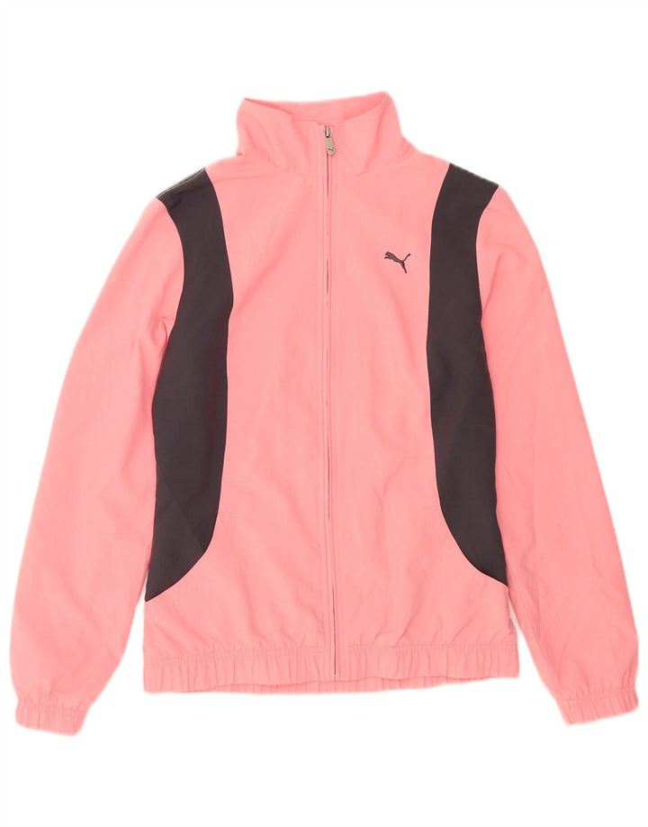 Puma Womens Tracksuit Top Jacket UK 14 Medium Pink Colourblock Polyester