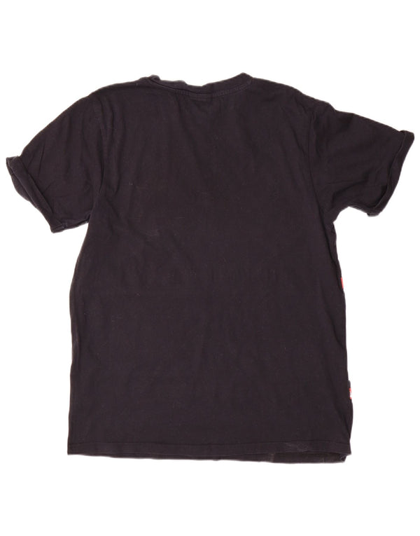 ELLESSE Womens Graphic T-Shirt Top UK 10 Small  Black Colourblock Cotton