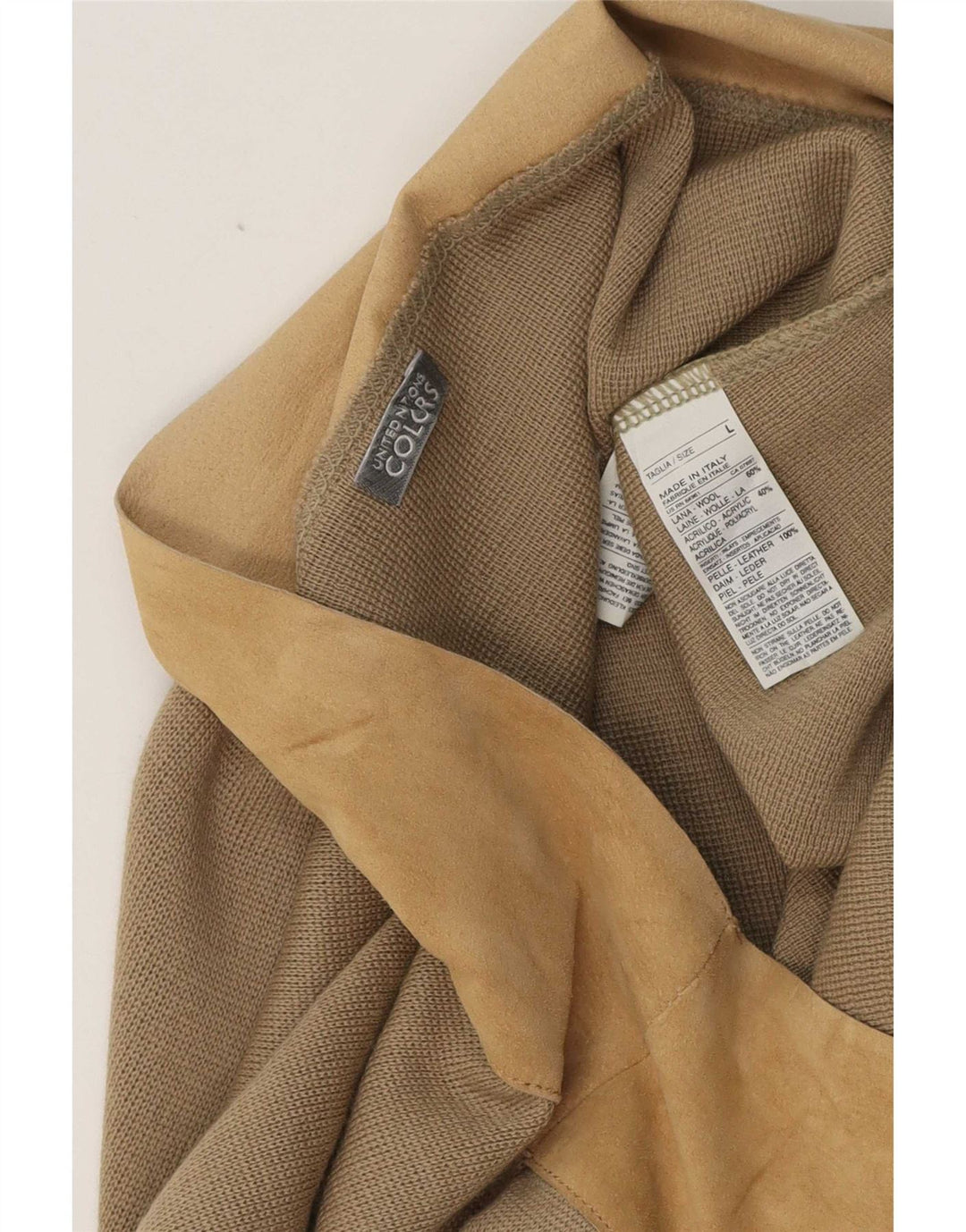 Benetton Womens Midi Wrap Skirt Large W32 Beige Colourblock Wool