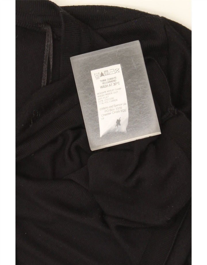Marks & Spencer Womens Crop Cardigan Sweater UK 12 Medium Black Viscose