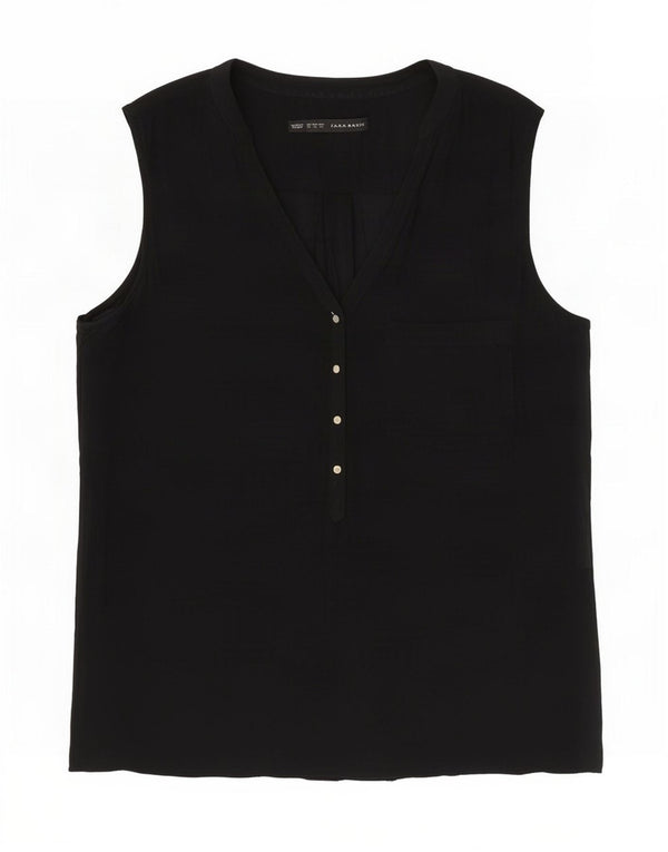 Zara Womens Sleeveless Blouse Top UK 14 Medium Black
