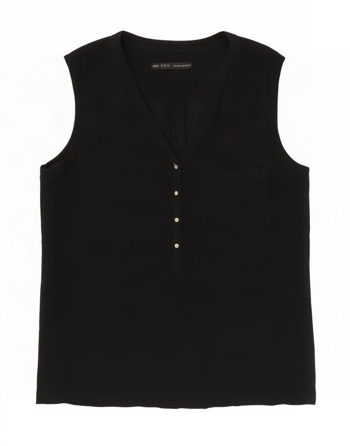 Zara Womens Sleeveless Blouse Top UK 14 Medium Black