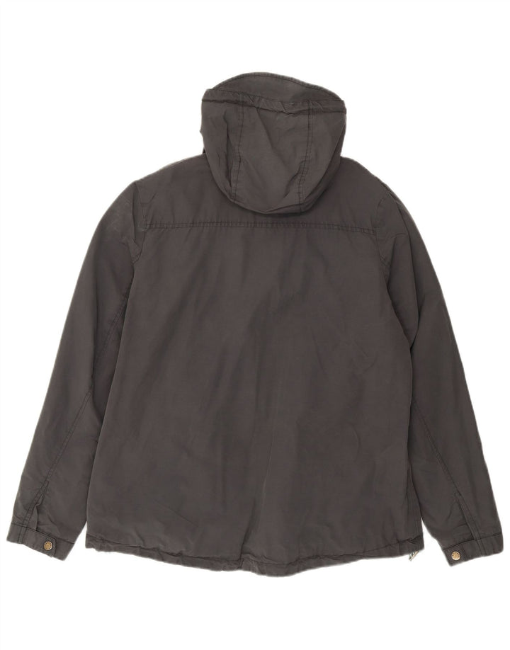 Fat Face Womens Hooded Windbreaker Jacket UK 16 Large Grey Cotton