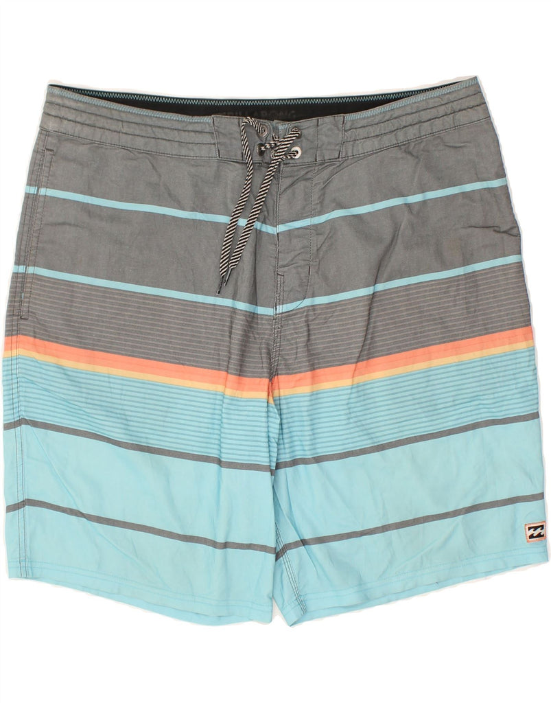 BILLABONG Mens Swimming Shorts Small Blue Striped Cotton | Vintage Billabong | Thrift | Second-Hand Billabong | Used Clothing | Messina Hembry 