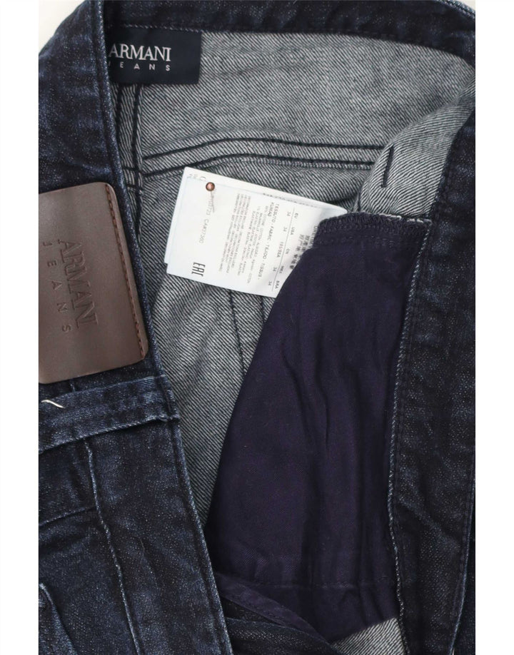 Armani Mens Straight Jeans W34 L29 Navy Blue Cotton