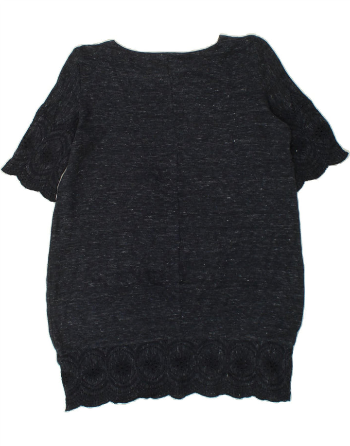 WHITE STUFF Womens Crew Neck Jumper Sweater UK 16 Large  Navy Blue Flecked Vintage White Stuff and Second-Hand White Stuff from Messina Hembry 