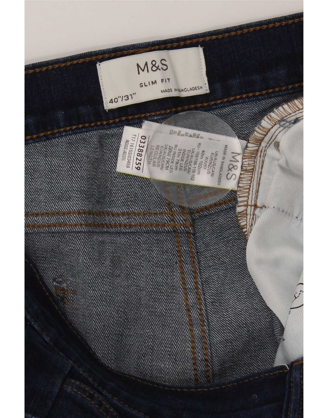 Marks & Spencer Womens Slim Jeans W40 L31 Navy Blue Cotton