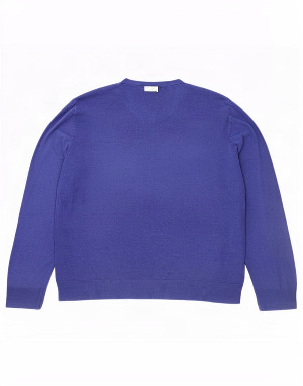 Marks & Spencer Mens V-Neck Jumper Sweater XL Blue Acrylic