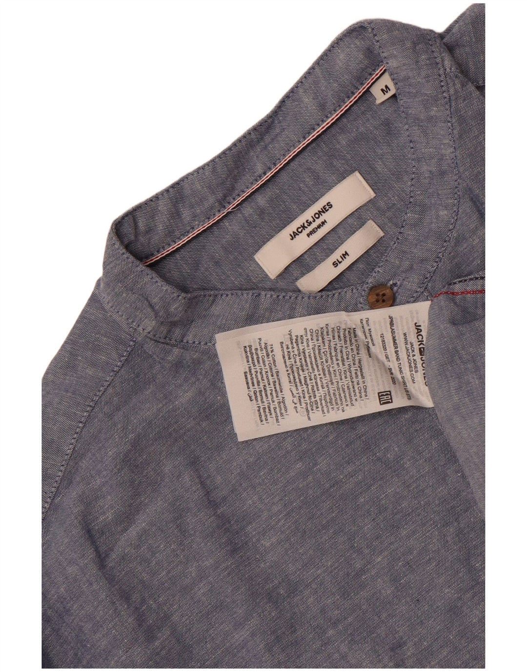 Jack & Jones Mens Slim Fit Pullover Shirt Medium Blue Flecked Cotton