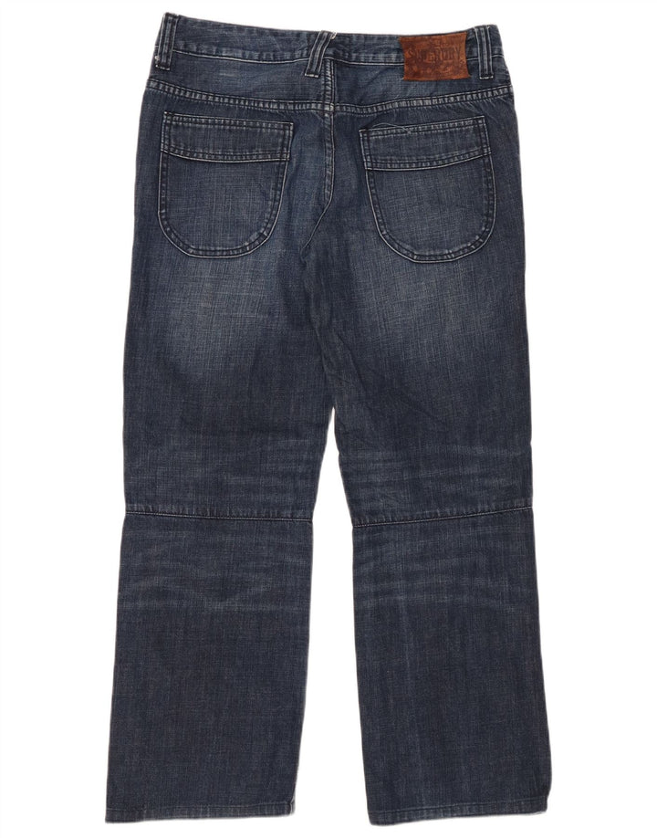 SUPERDRY Womens Distressed Straight Jeans W28 L28 Navy Blue Cotton