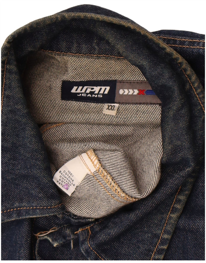 WPM Mens Denim Jacket UK 44 2XL Navy Blue Cotton