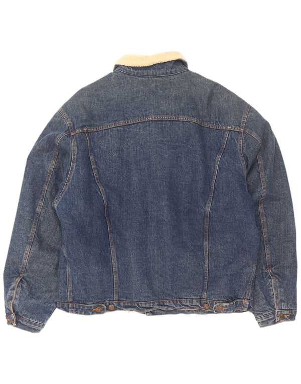 Americanino Mens Denim Sherpa Jacket UK 42 XL Blue Cotton
