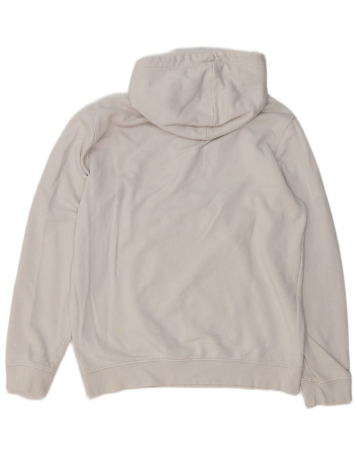 CHAMPION Mens Graphic Zip Neck Hoodie Jumper Medium White Cotton