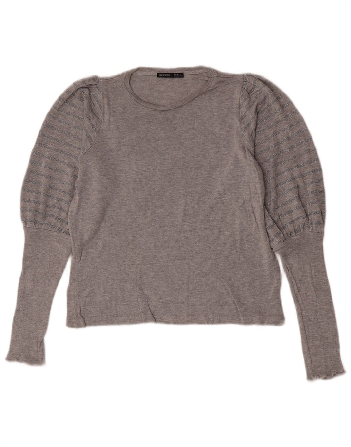 Zara Womens Oversized Top Long Sleeve UK 10 Small Grey