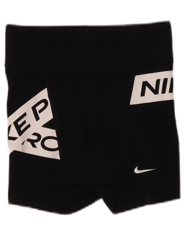 Nike Womens Dri Fit Graphic Sport Shorts UK 4 XS Black Colourblock