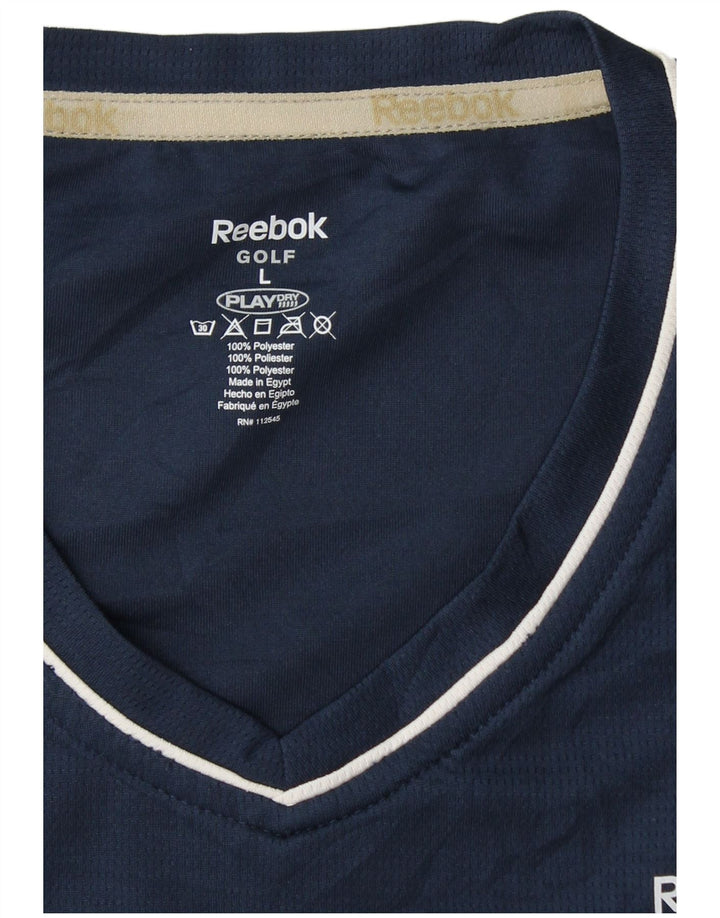 Reebok Womens T-Shirt Top UK 14 Large Navy Blue Polyester