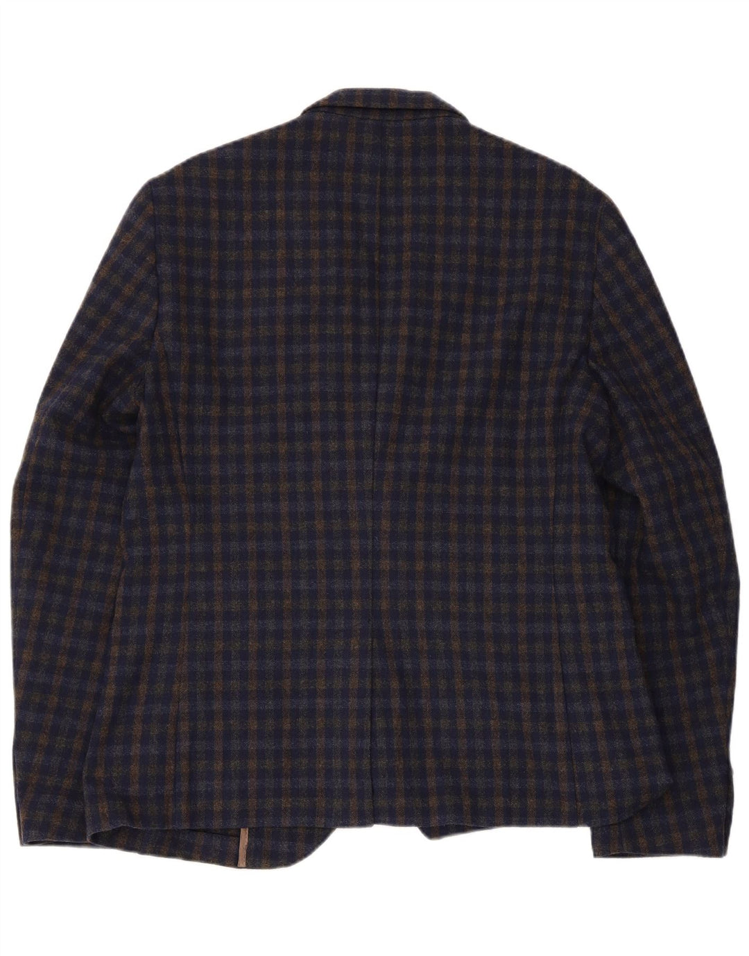 Vintage Mens 2 Button Blazer Jacket EU 52 XL Navy Blue Gingham Acrylic