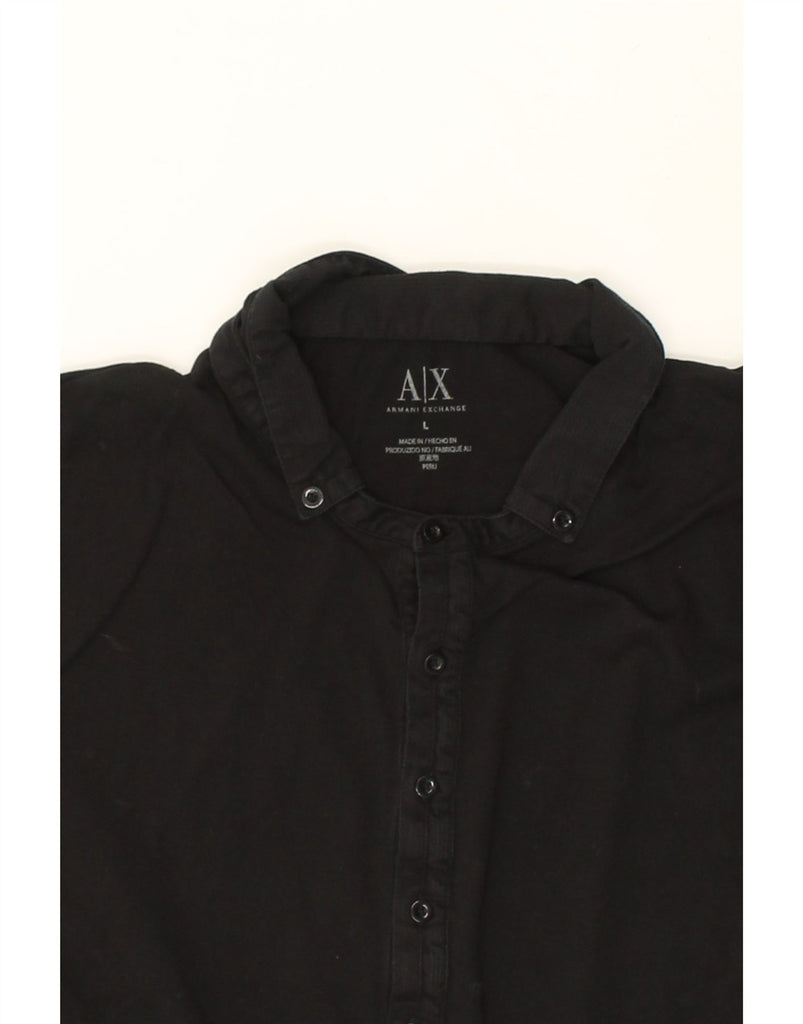 ARMANI Mens Polo Shirt Large Black | Vintage Armani | Thrift | Second-Hand Armani | Used Clothing | Messina Hembry 