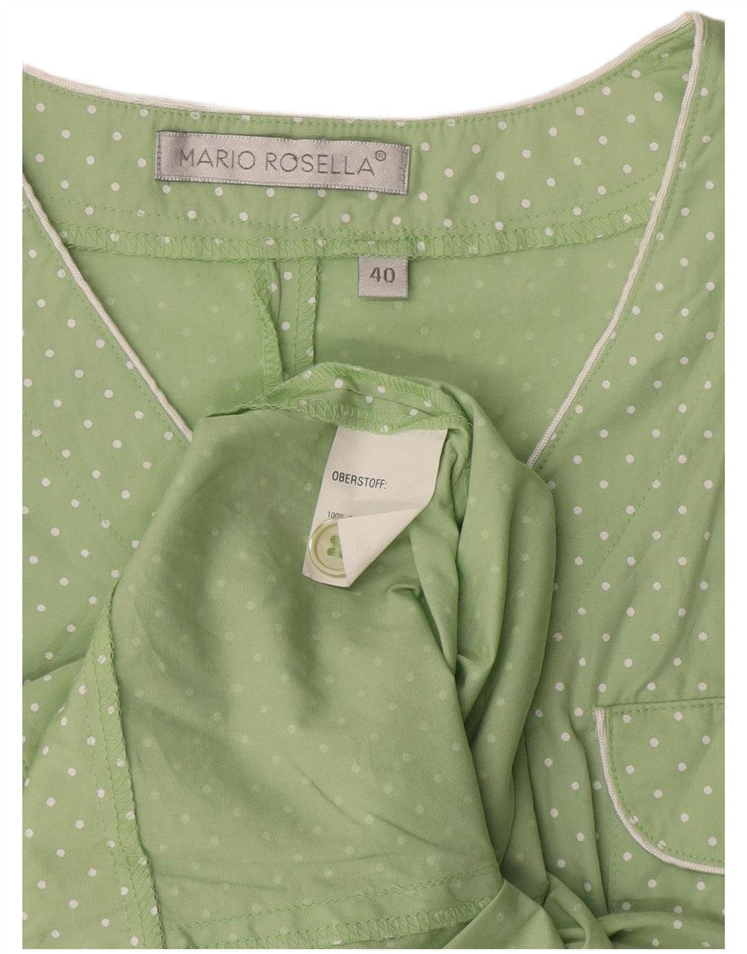 Mario Rosella Womens 2 Piece Set EU 40 Medium Green Polka Dot Cotton