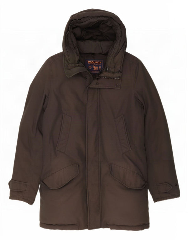 Woolrich Mens Hooded Padded Coat UK 36 Small Grey Cotton
